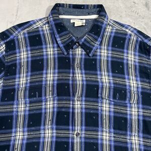 Carbon 2 Cobalt Mens Blue Plaid Geometric Shaped Button Up Shirt Size‎ XL
